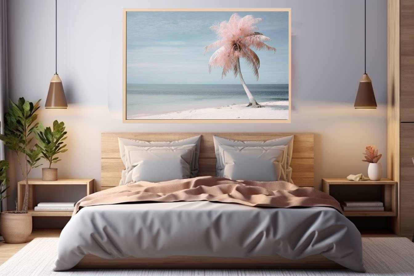 Silver Pink Beach Tree Canvas Art Print-2