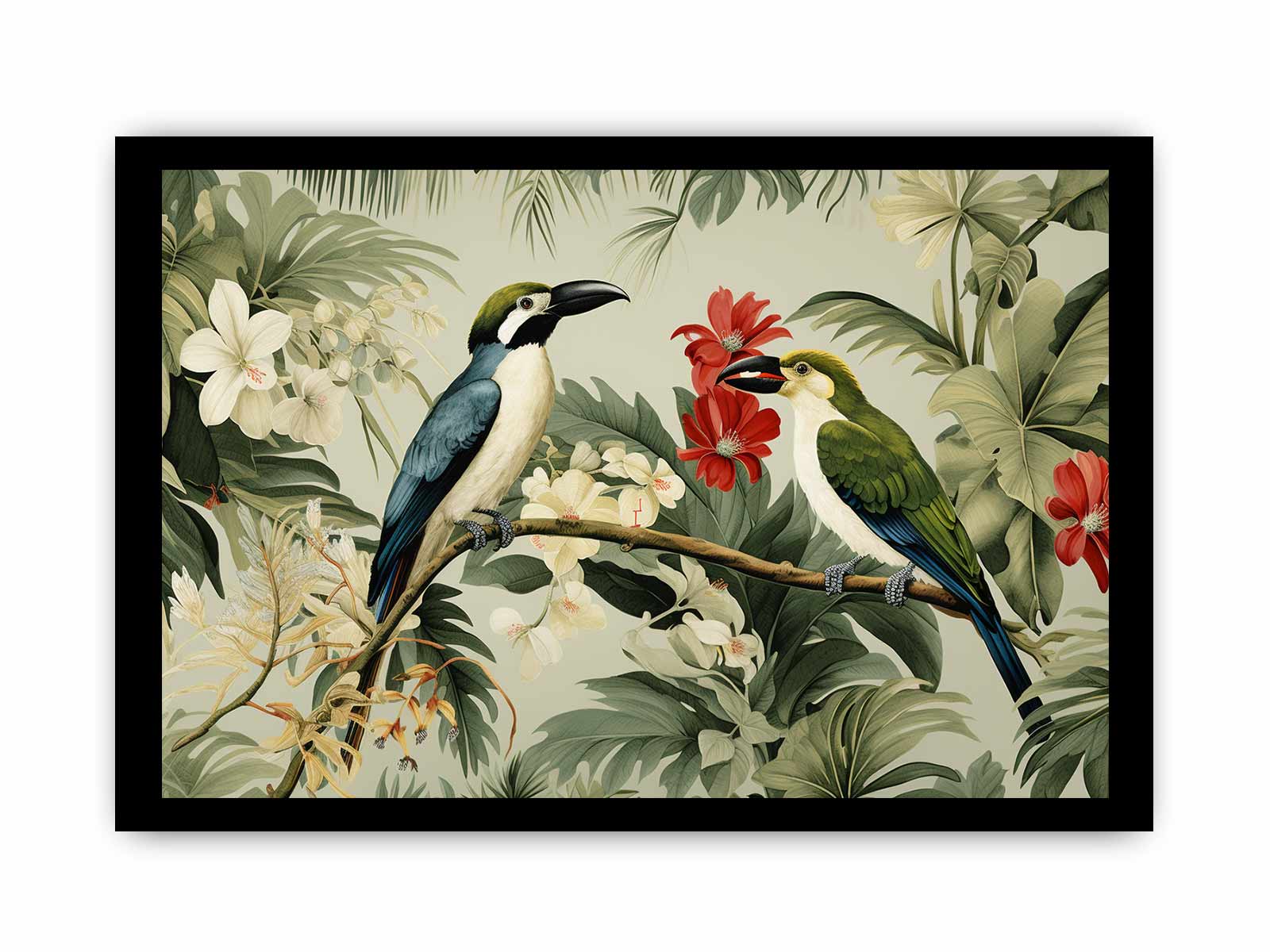 Lily Birds Tropical Wall Art Canvas Art Print-7