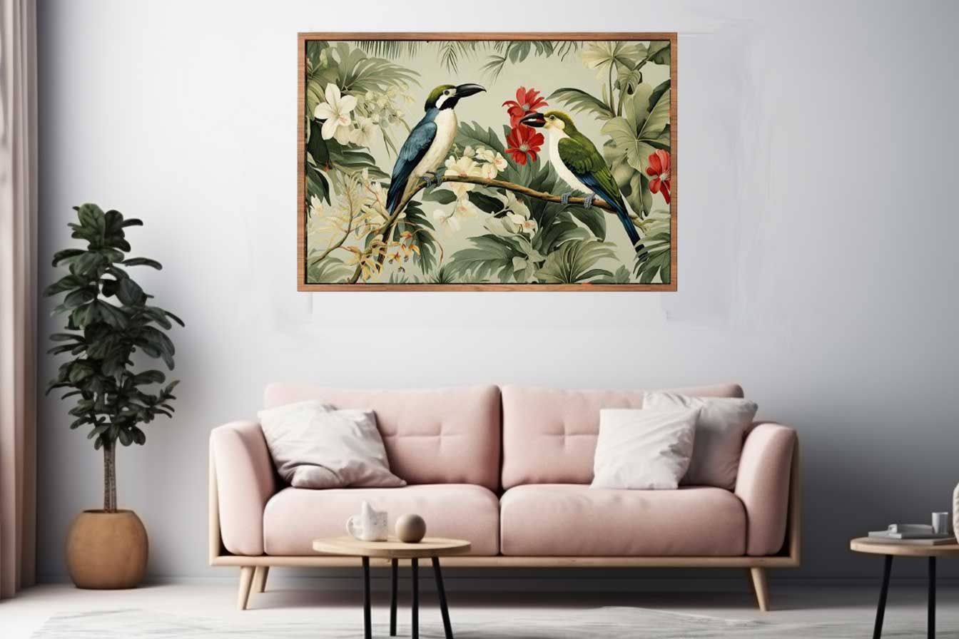 Lily Birds Tropical Wall Art Canvas Art Print-2