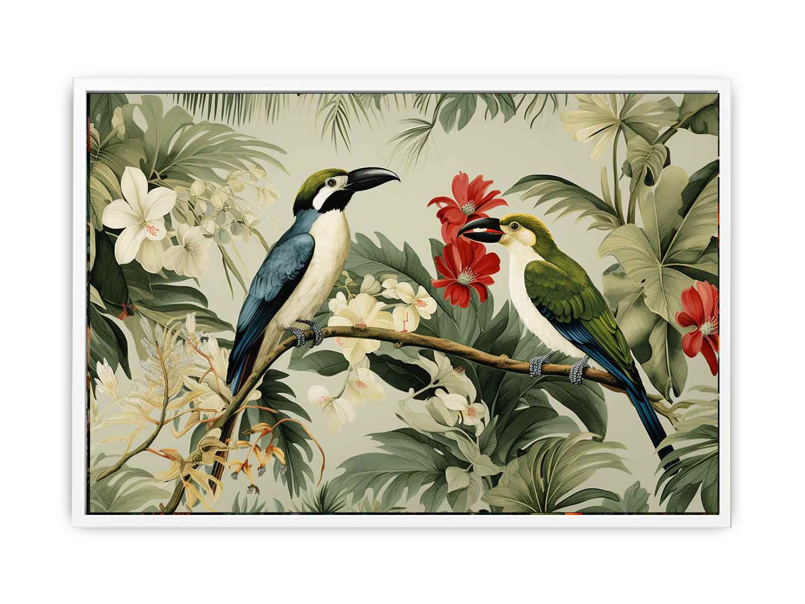 Lily Birds Tropical Wall Art Canvas Art Print-5