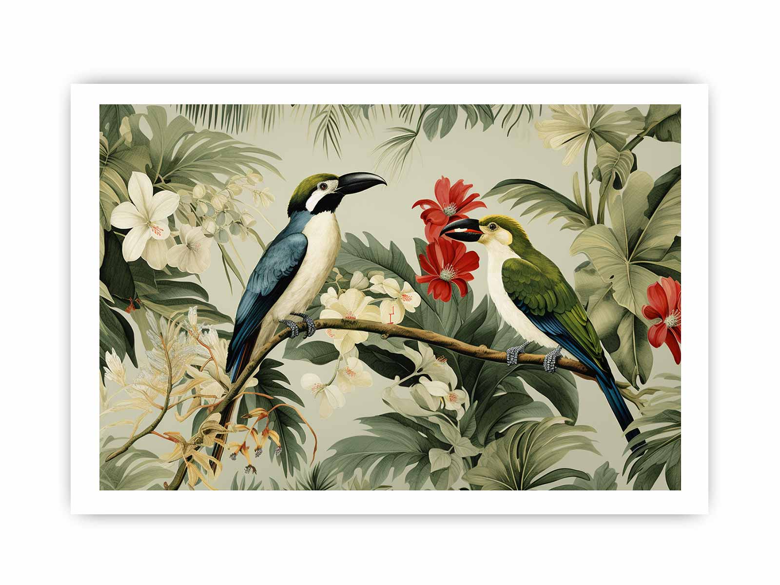 Lily Birds Tropical Wall Art Canvas Art Print-8