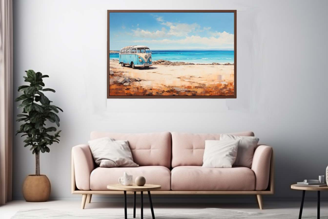 campervan Beach Art Canvas Art Print-1