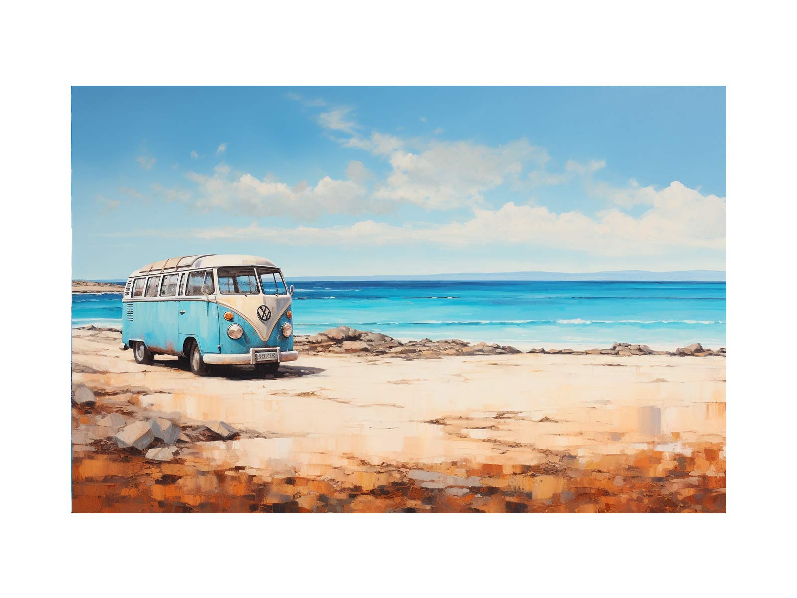 campervan Beach Art Canvas Art Print-0