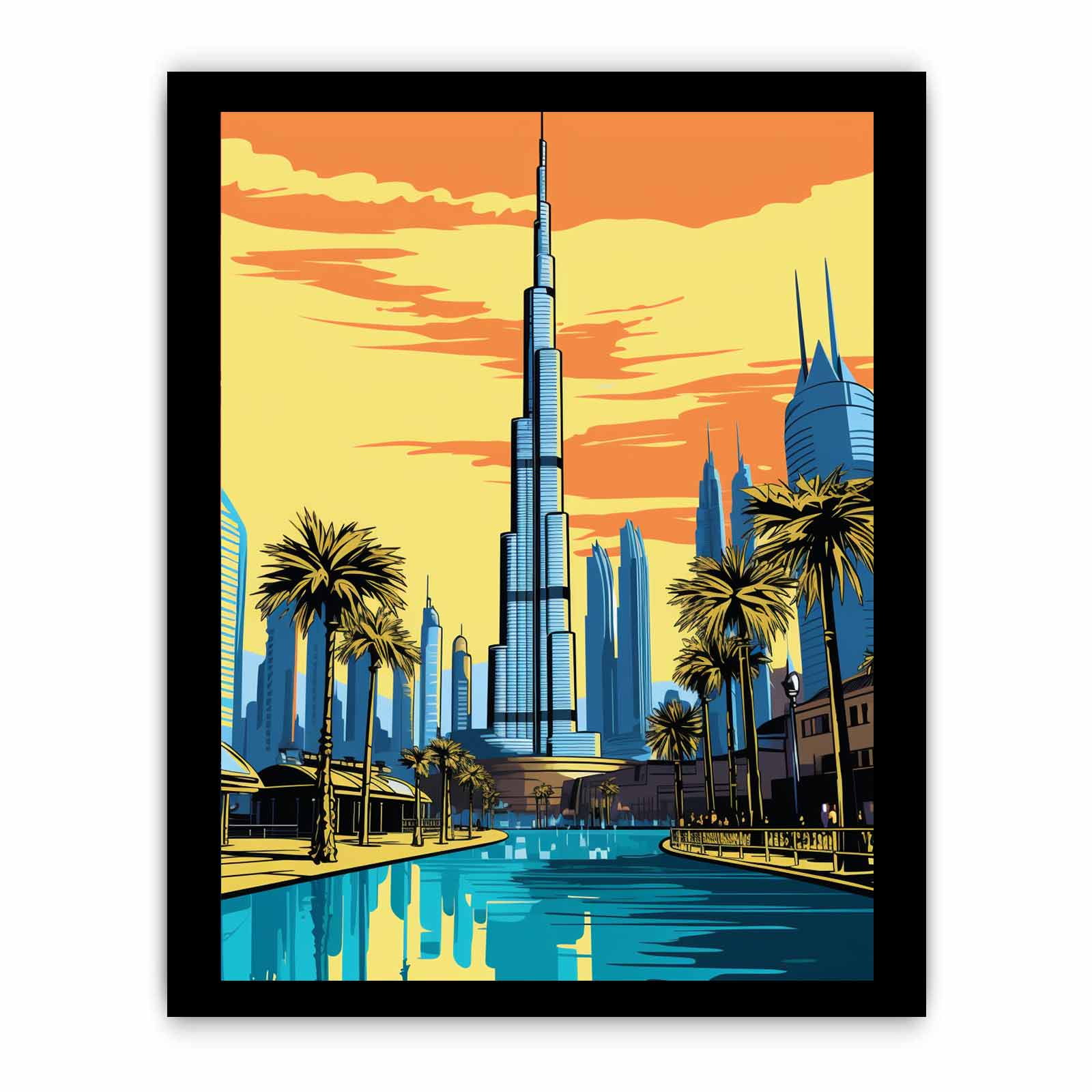 Burj Khalifa, Dubai Poster Canvas Art Print-7
