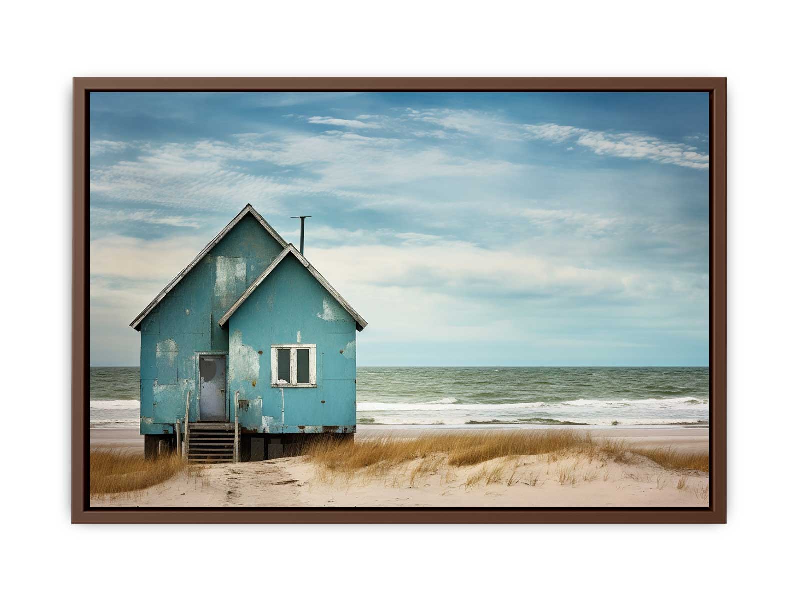 Bluehouse At The Beach Canvas Art Print-6