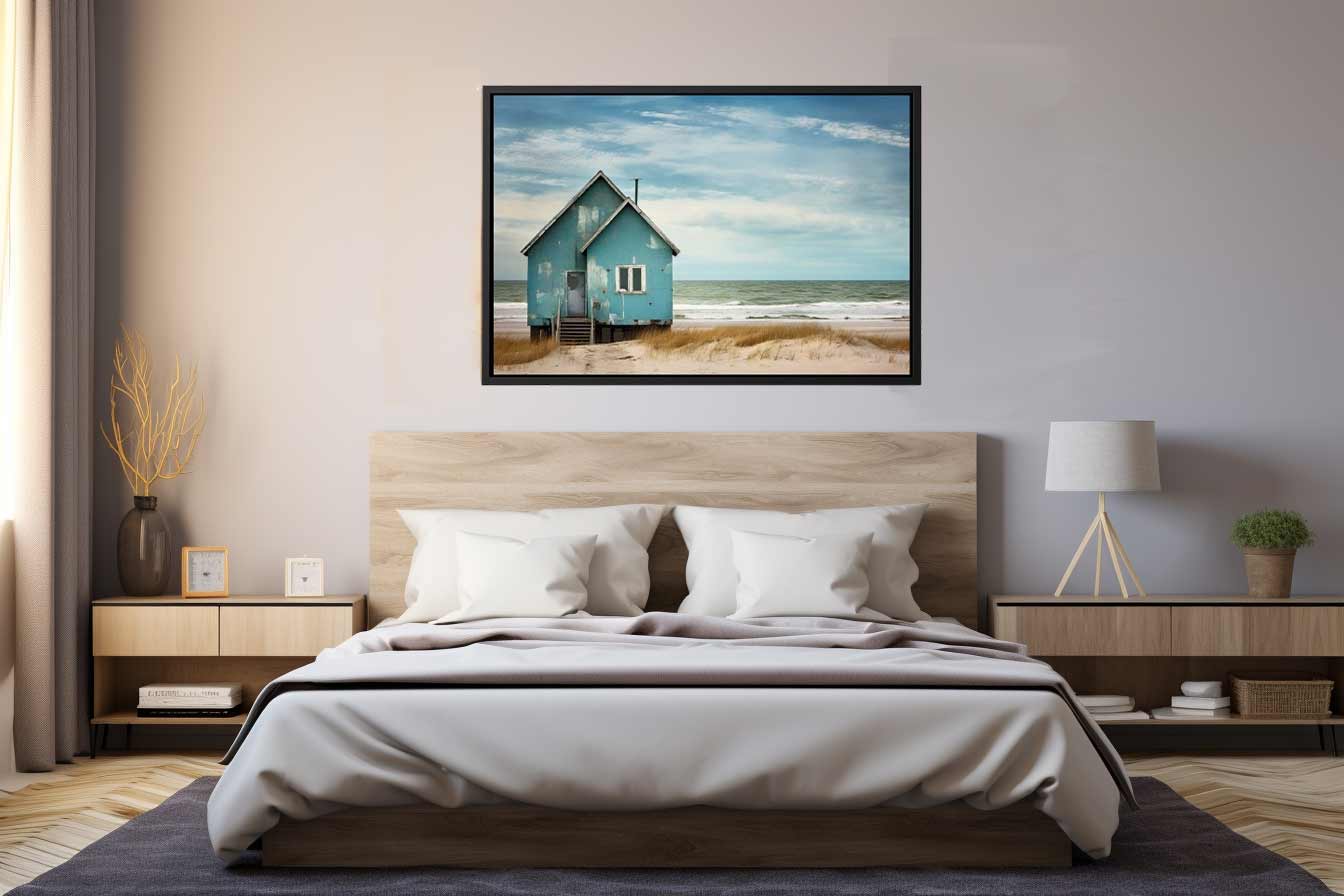Bluehouse At The Beach Canvas Art Print-2