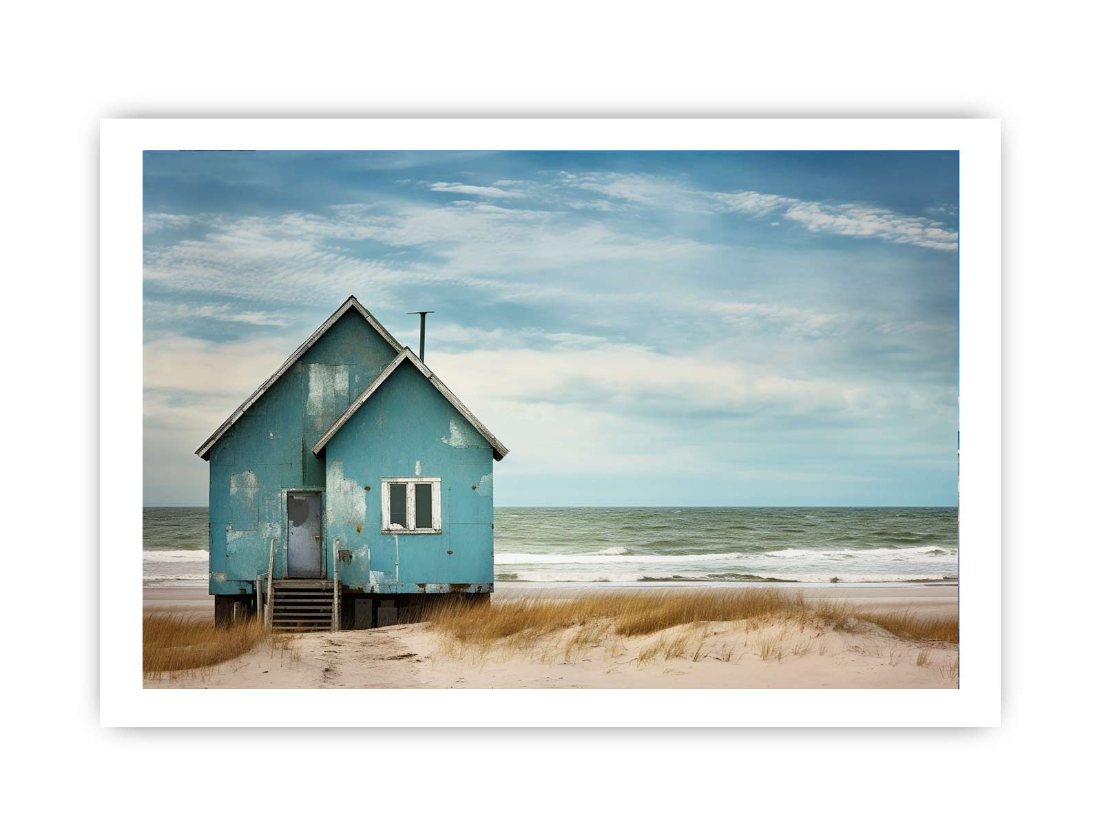 Bluehouse At The Beach Canvas Art Print-8