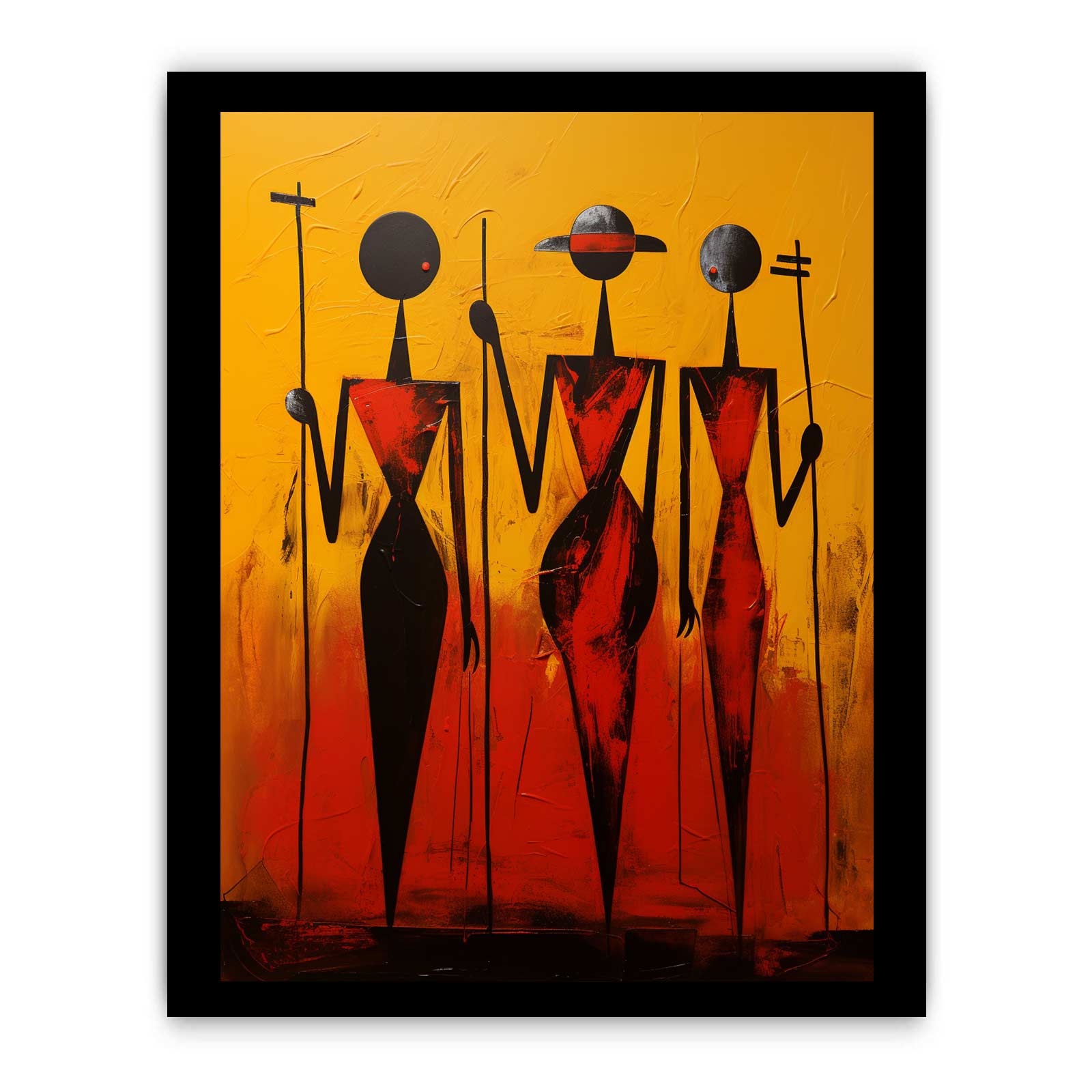 African Precisionist Art Canvas Art Print-7
