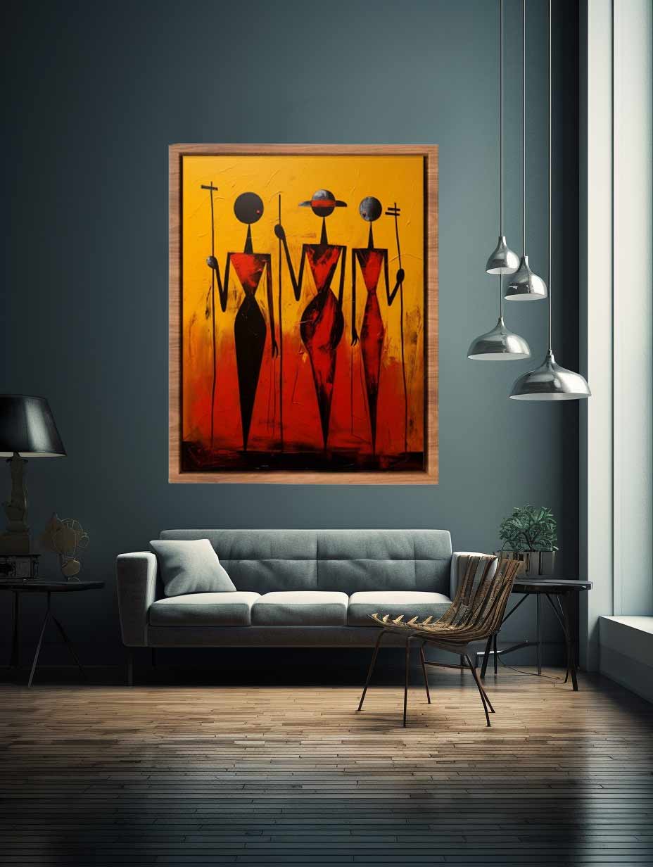 African Precisionist Art Canvas Art Print-1