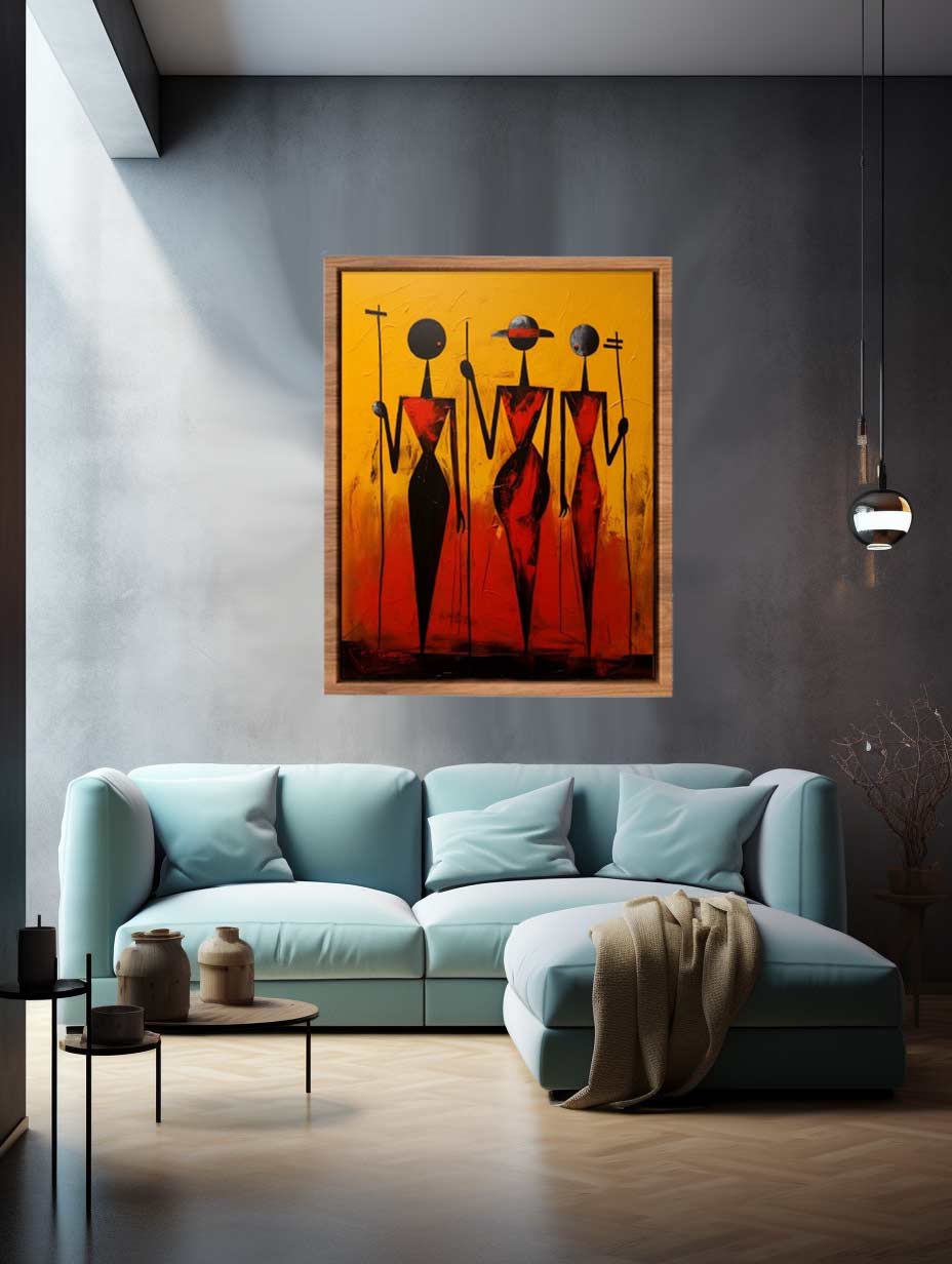 African Precisionist Art Canvas Art Print-2