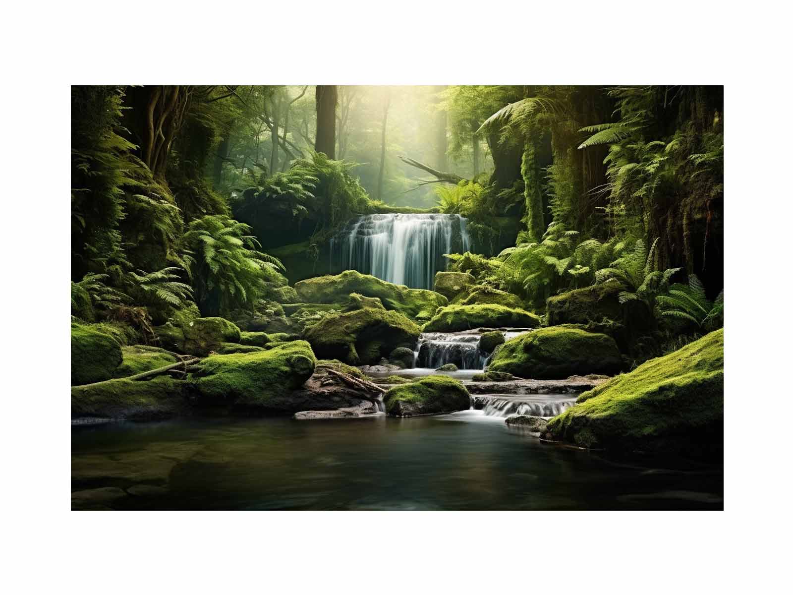 Rainforest River Canvas Art Print-0