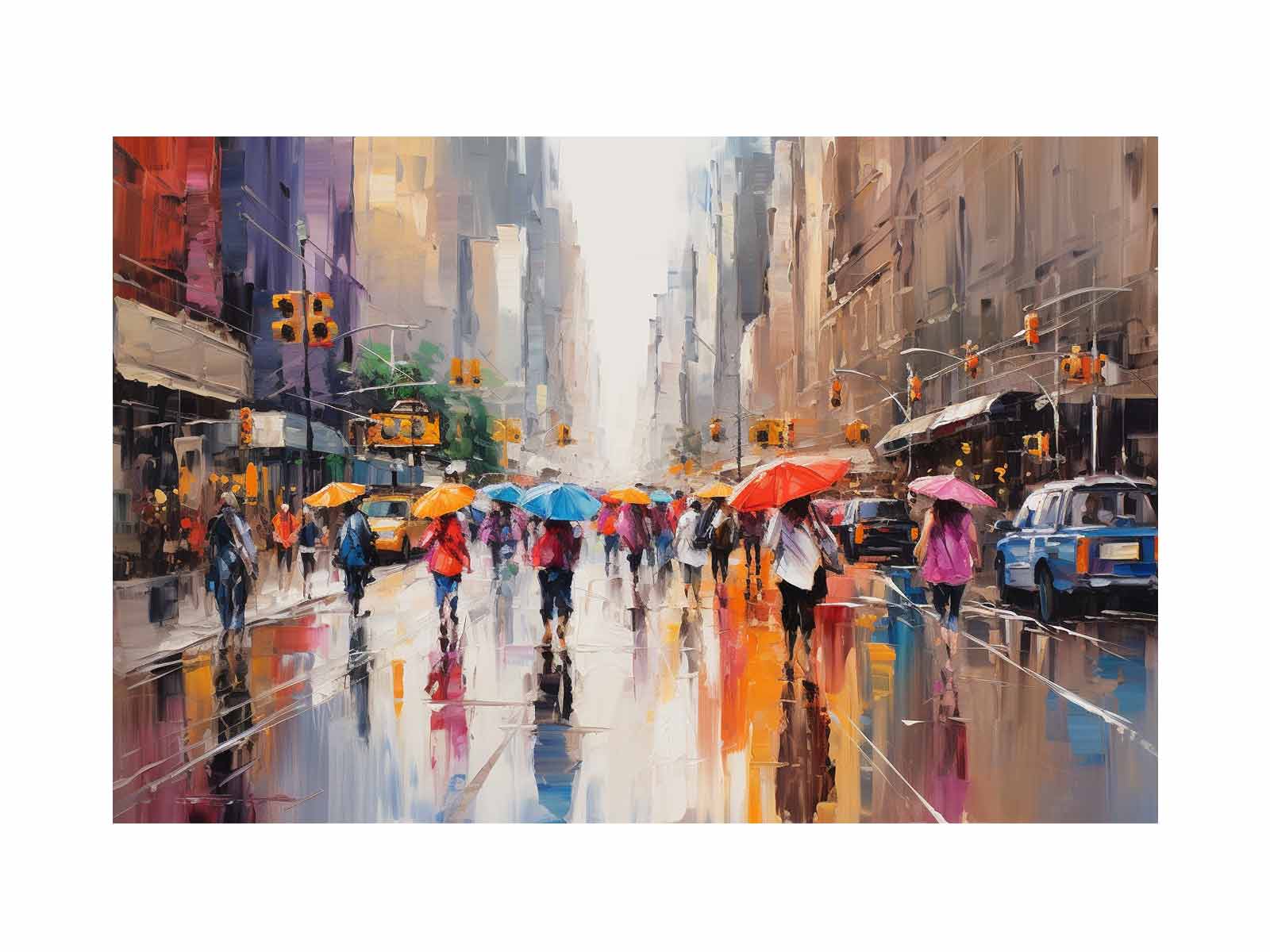 Umbrellas In New York Art Canvas Art Print-0