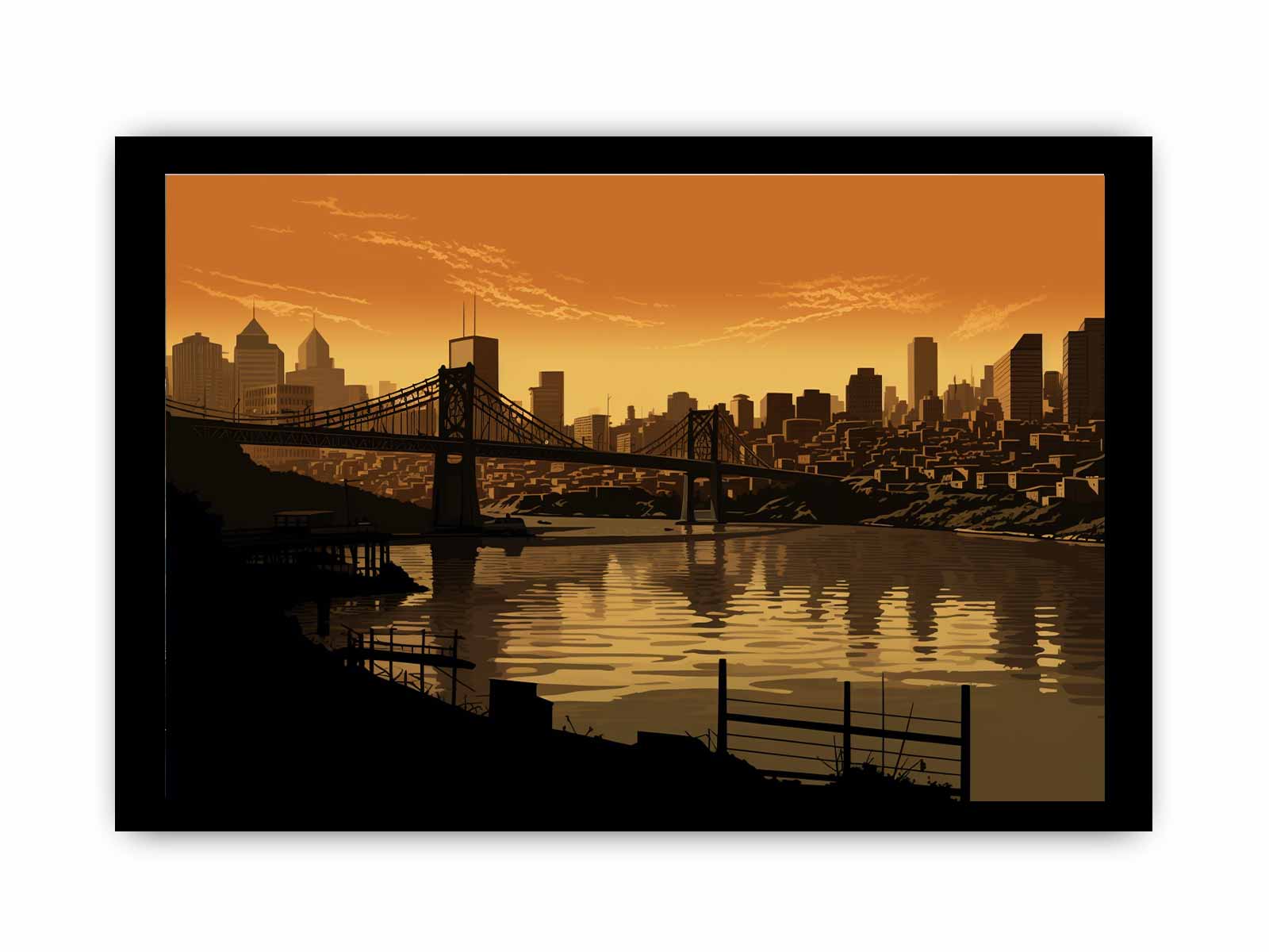 Story Bridge Sepia Art Canvas Art Print-7