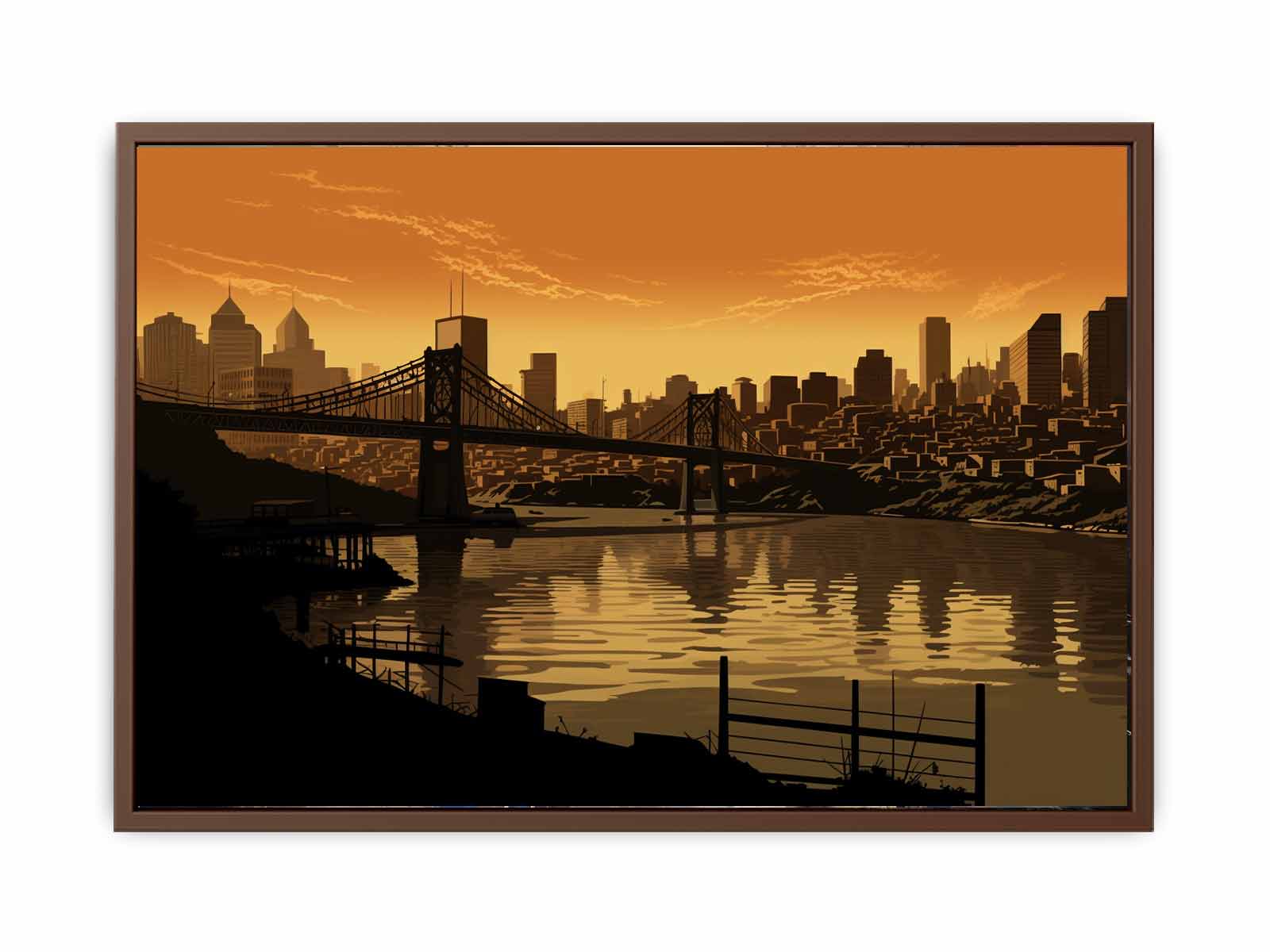 Story Bridge Sepia Art Canvas Art Print-6