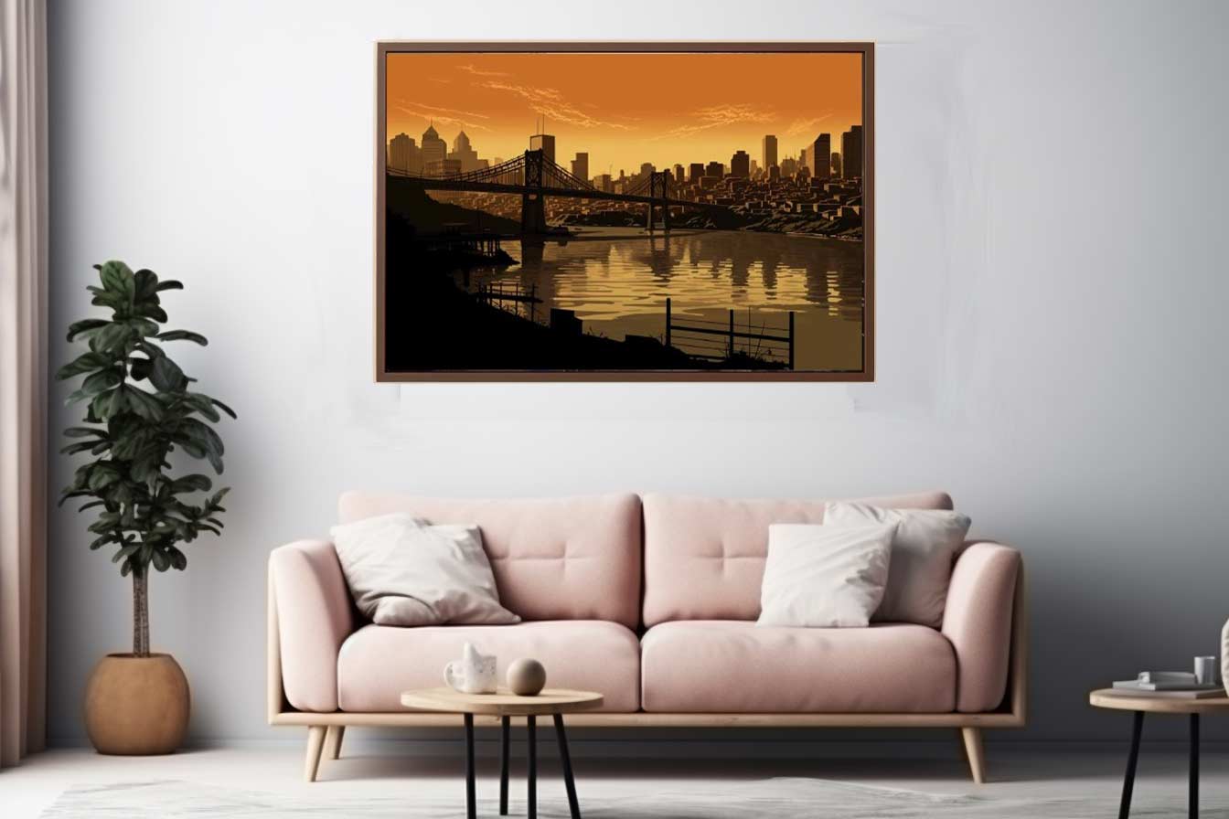 Story Bridge Sepia Art Canvas Art Print-2