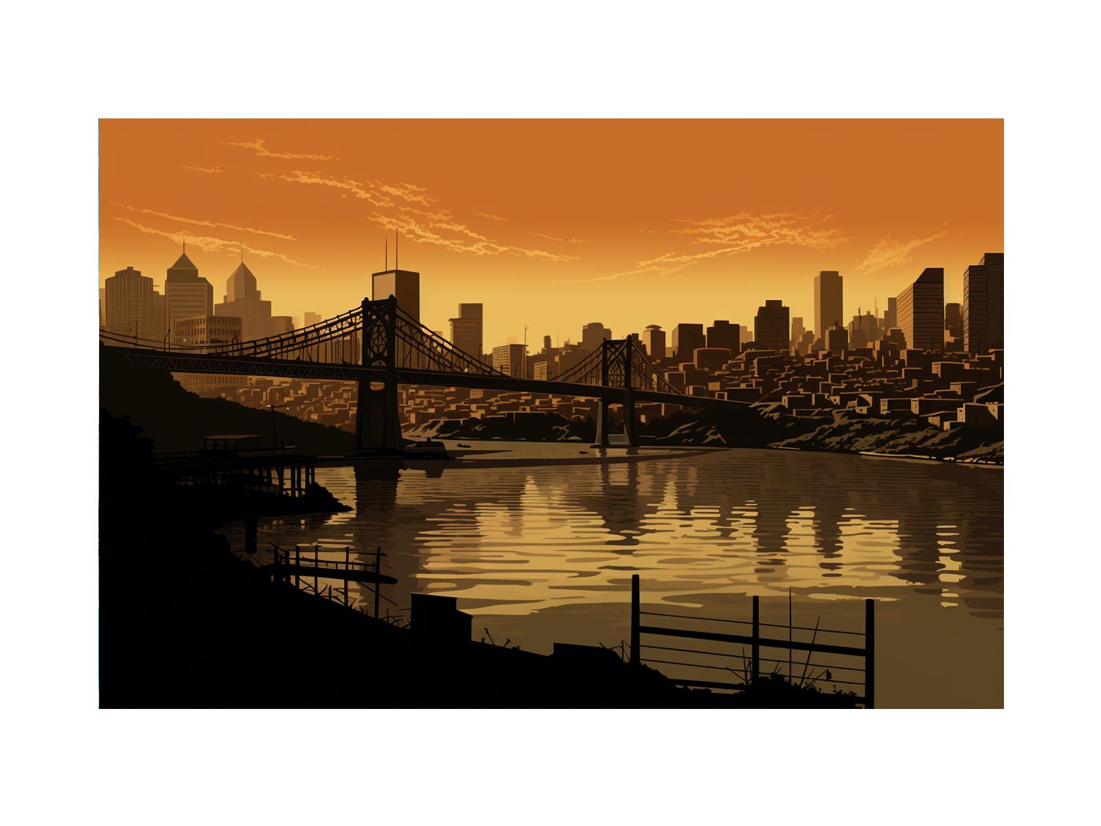 Story Bridge Sepia Art Canvas Art Print-0
