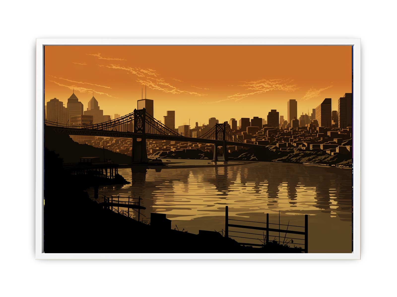 Story Bridge Sepia Art Canvas Art Print-5