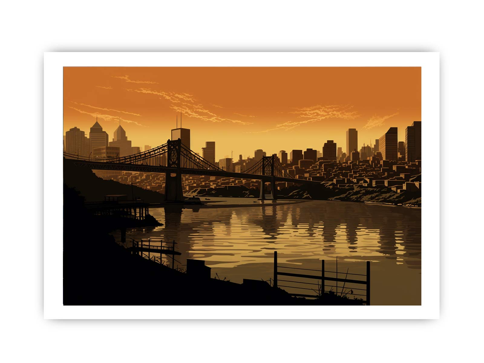 Story Bridge Sepia Art Canvas Art Print-8