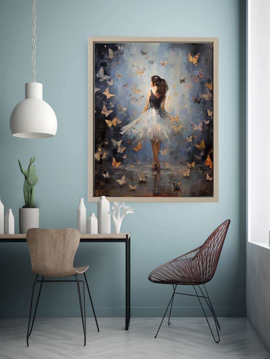 Butterfly Girl Canvas Painting Print-1