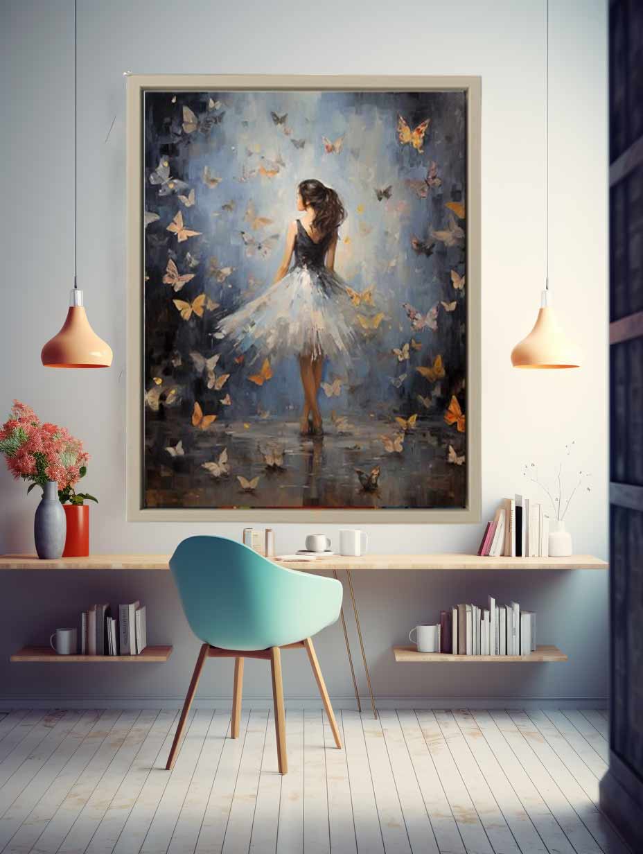 Butterfly Girl Canvas Painting Print-2