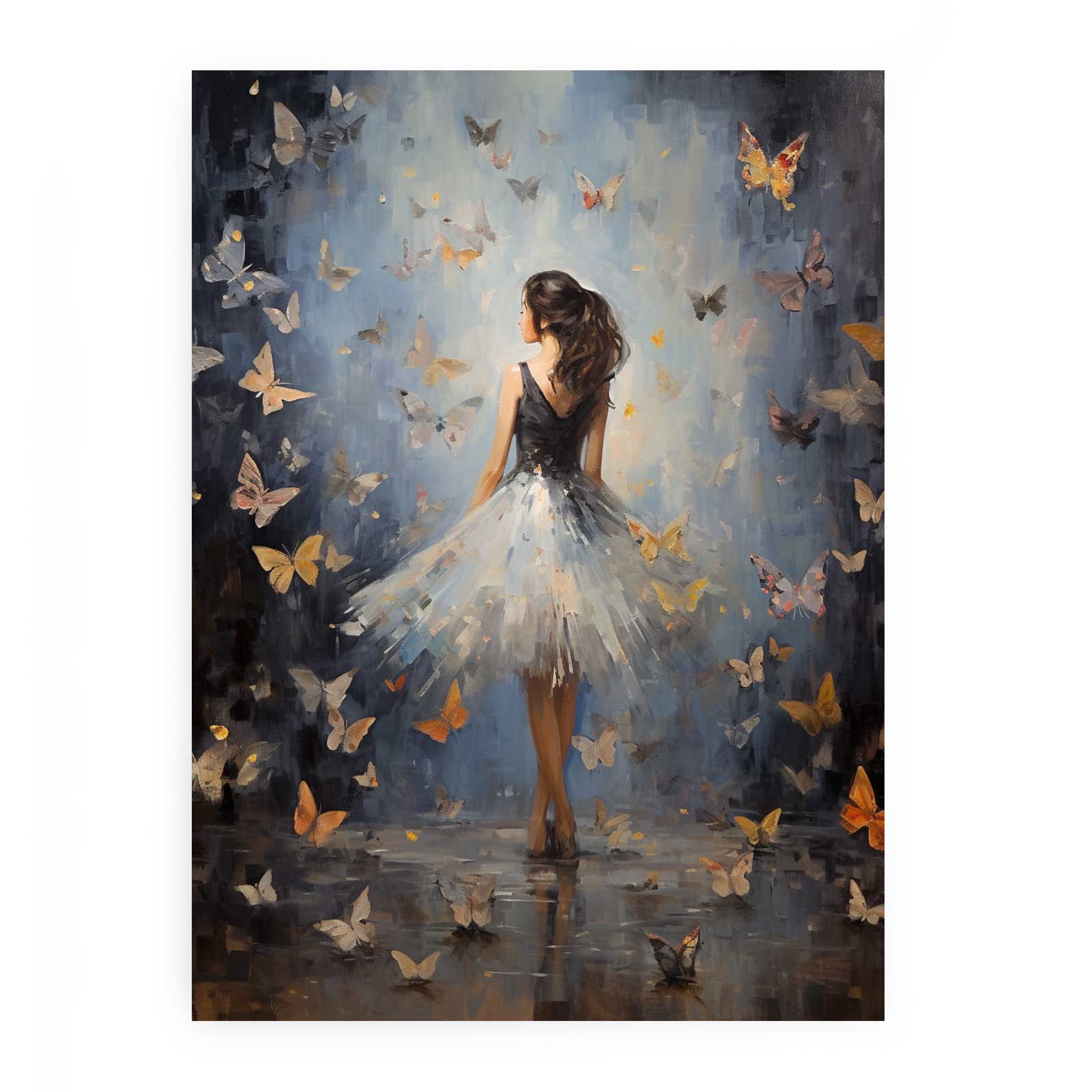 Butterfly Girl Canvas Painting Print-0