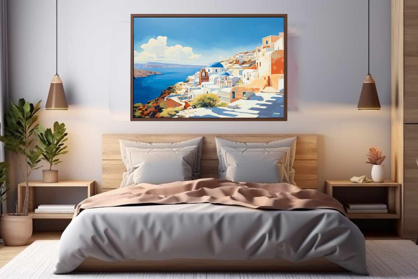 Santorini Coastline Canvas Art Print-2