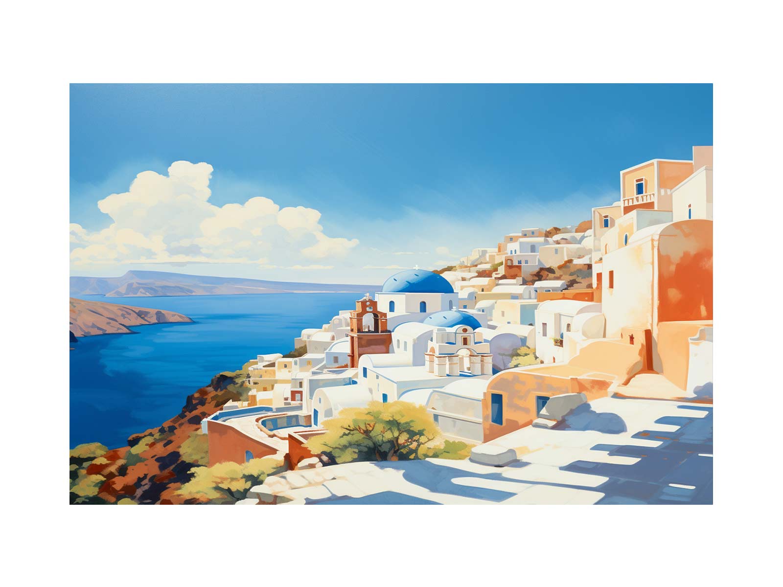 Santorini Coastline Canvas Art Print-0