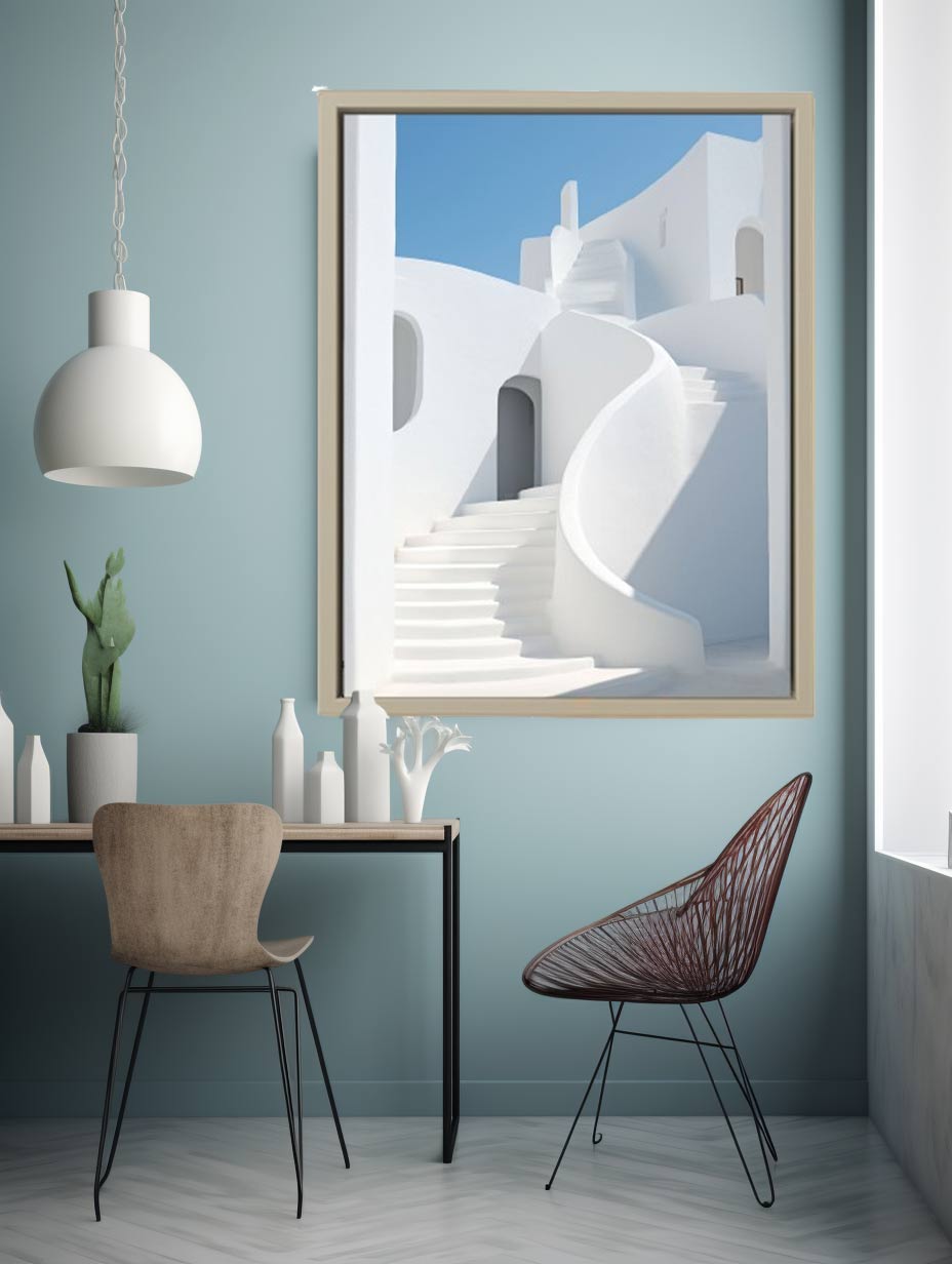 White Stairs Art Canvas Art Print-1