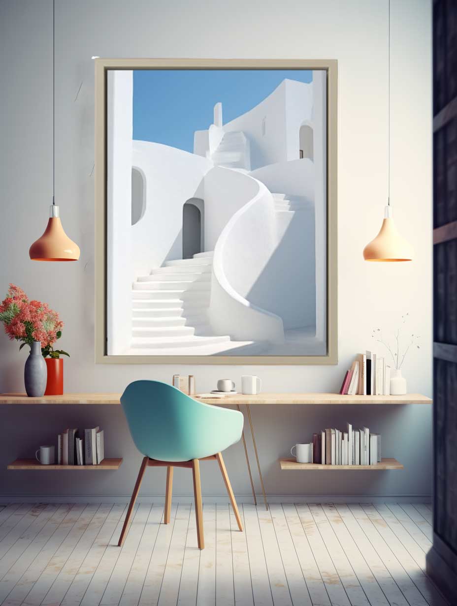 White Stairs Art Canvas Art Print-2