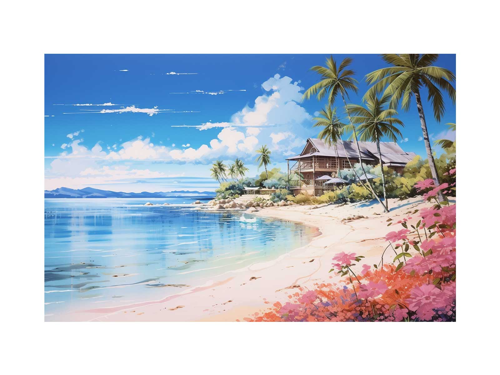 Beach Home Art Canvas Art Print-0