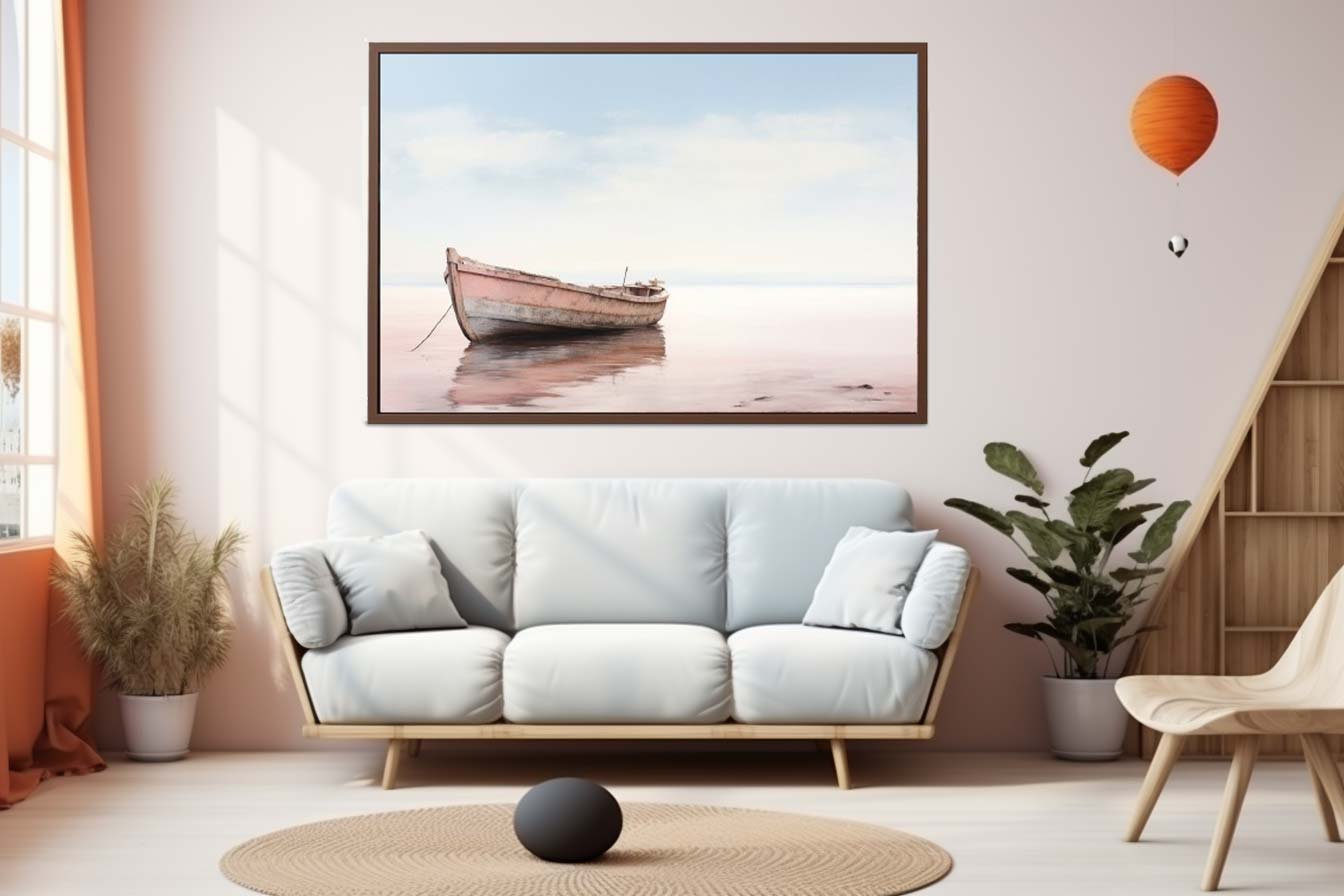 Lonely Boat Art Canvas Art Print-2
