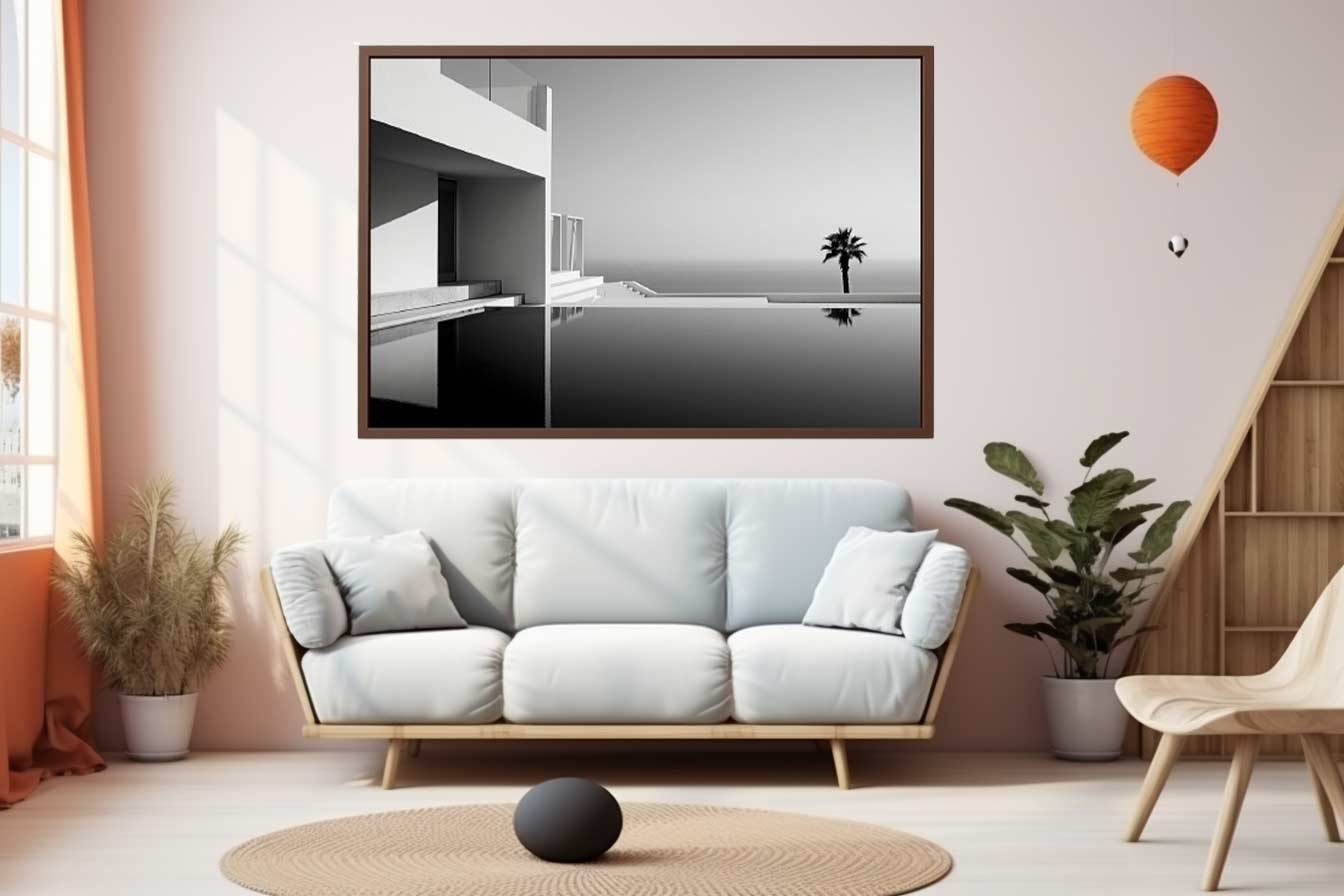 Calm Water Beach House Canvas Art Print-1