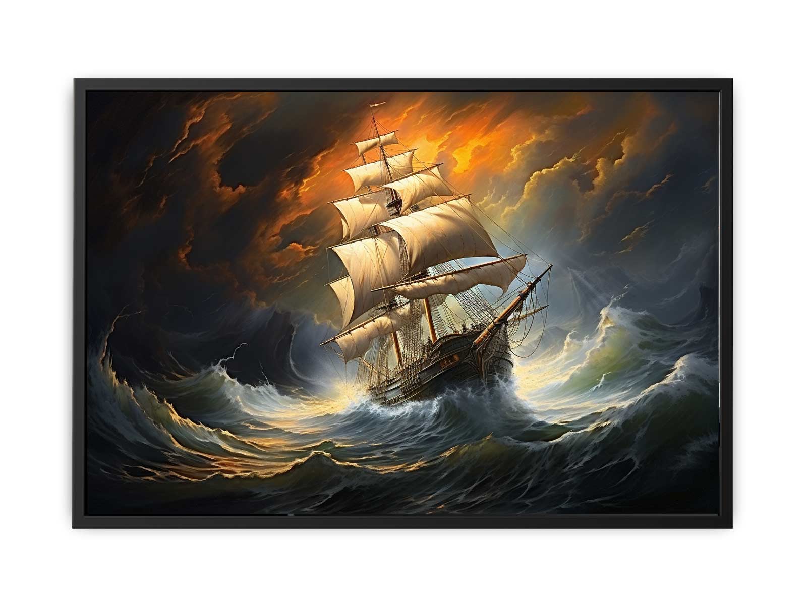 Storm Ship Art Canvas Art Print-4