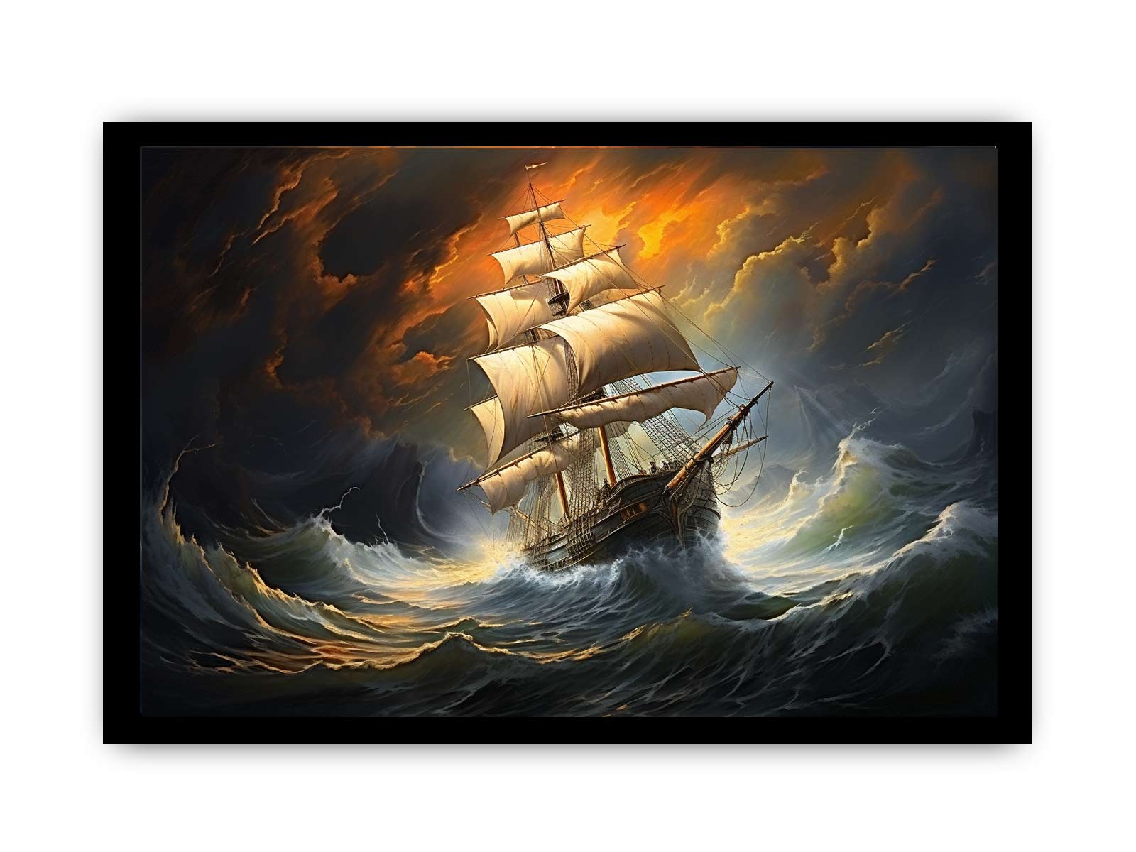 Storm Ship Art Canvas Art Print-7