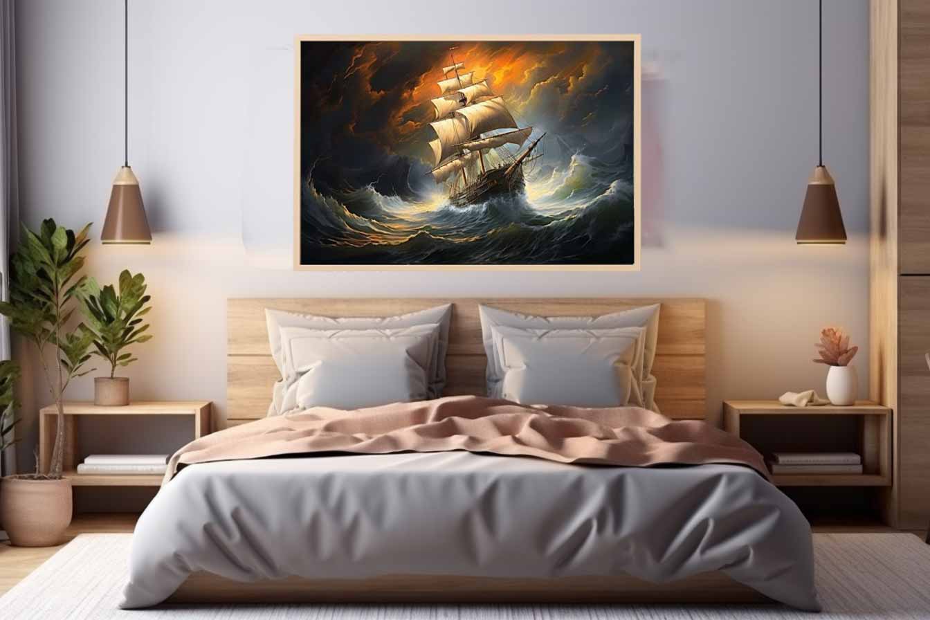 Storm Ship Art Canvas Art Print-2