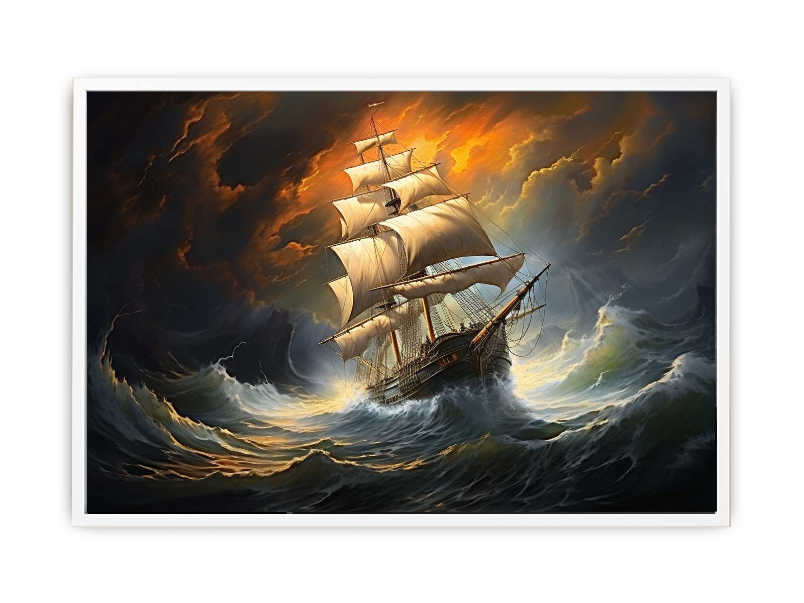 Storm Ship Art Canvas Art Print-5