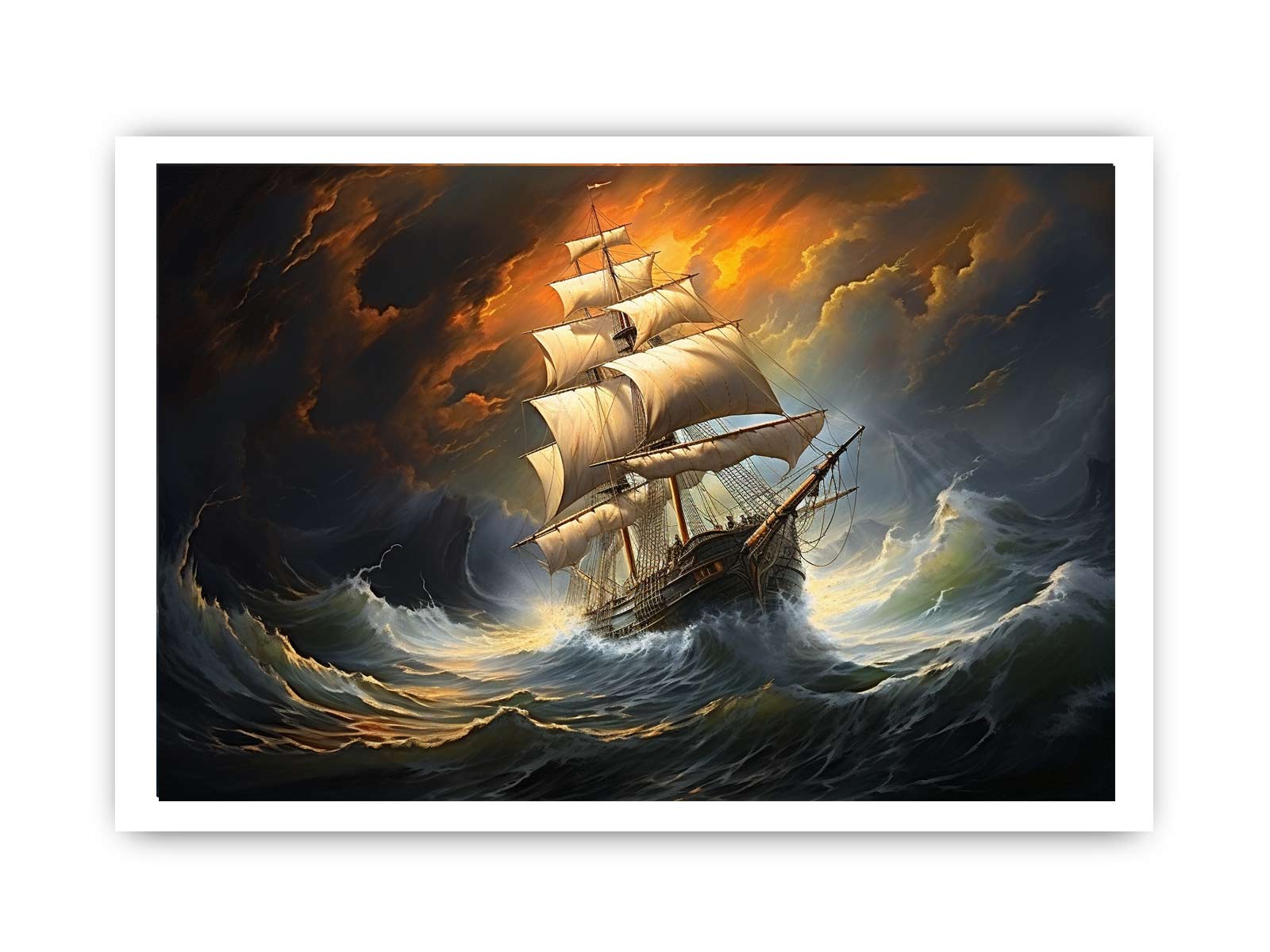 Storm Ship Art Canvas Art Print-8