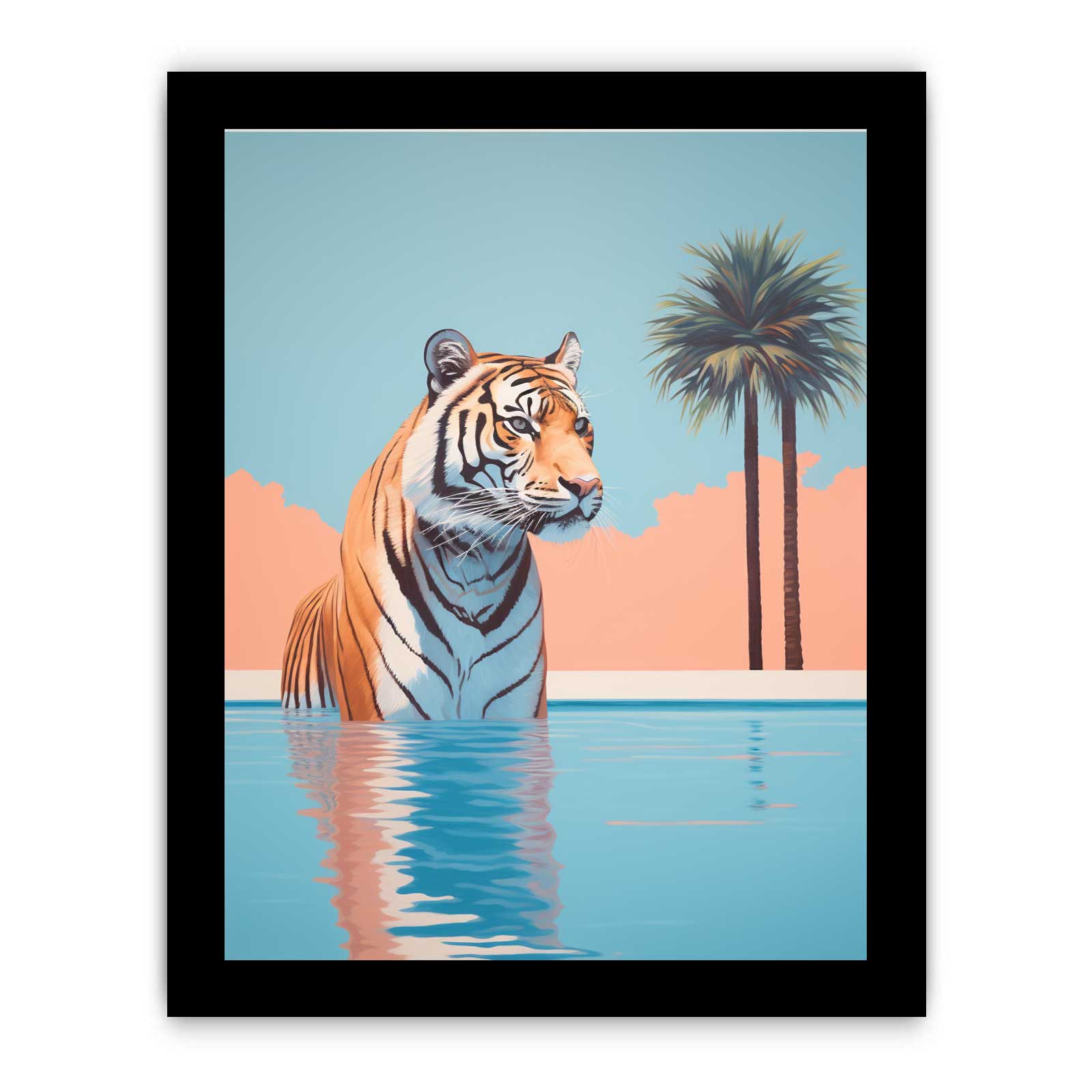 Tiger In Pool Poster Canvas Art Print-7