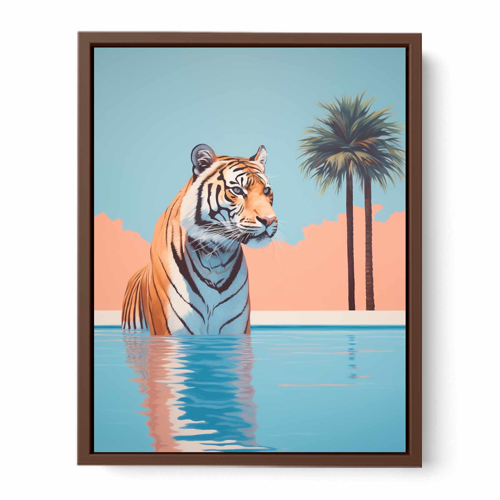 Tiger In Pool Poster Canvas Art Print-6