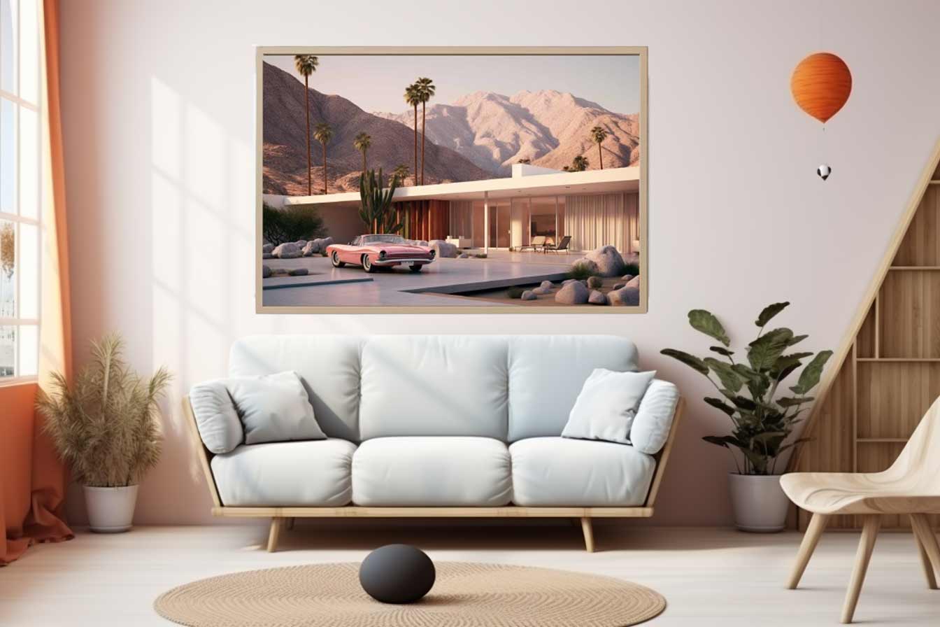 Mid Century House Canvas Art Print-1