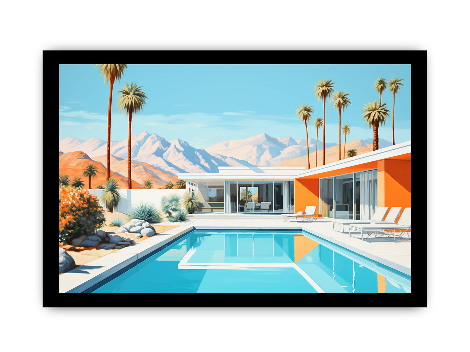Poolside Villa Art Canvas Art Print-7
