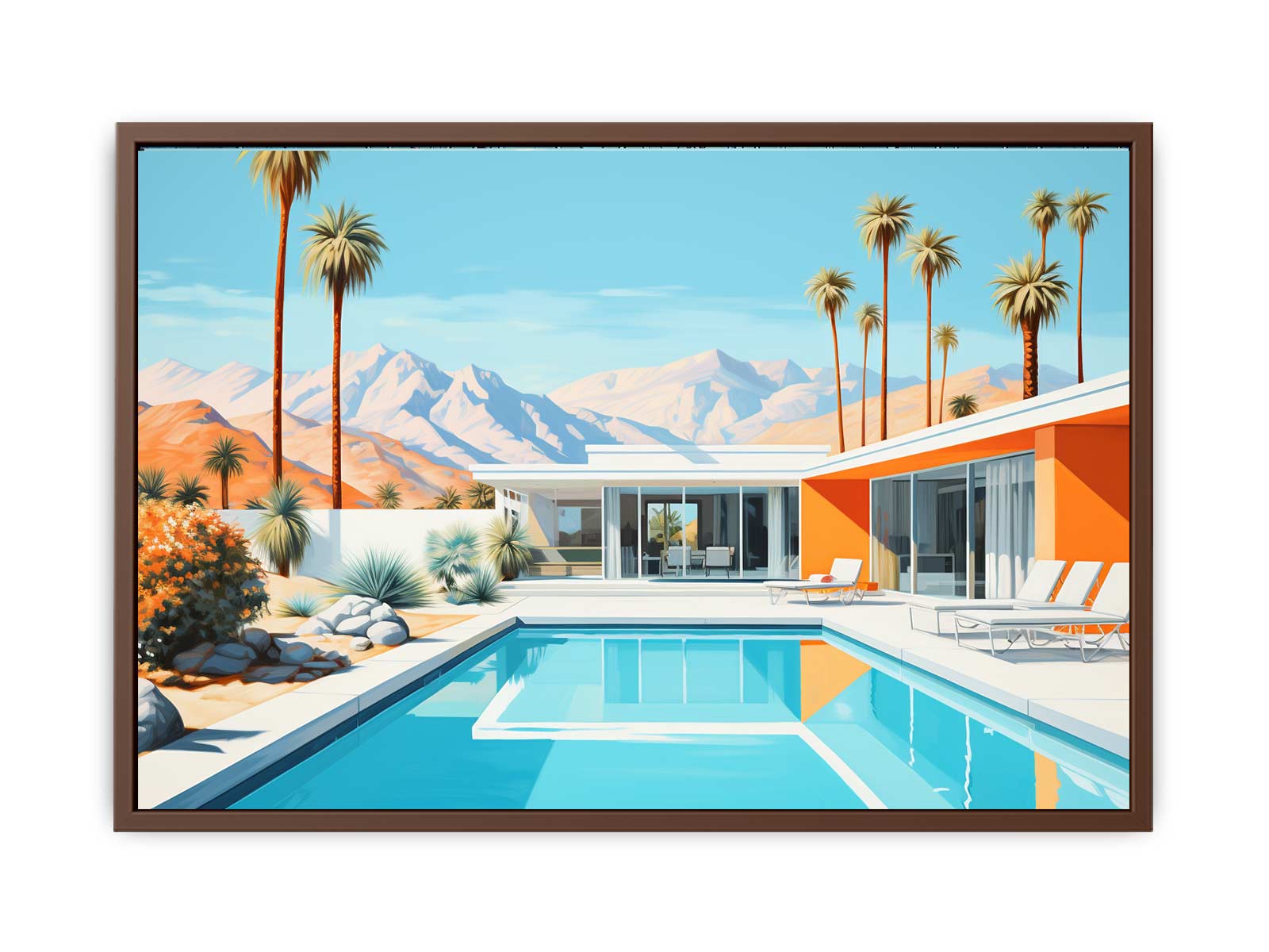 Poolside Villa Art Canvas Art Print-6