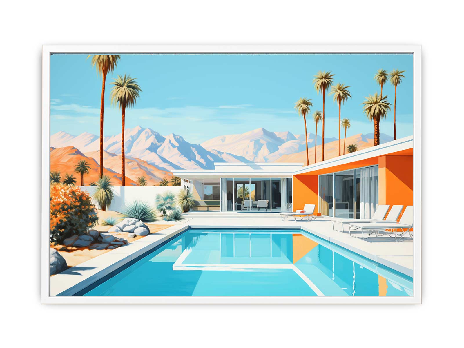 Poolside Villa Art Canvas Art Print-5