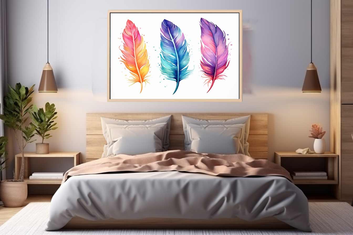 Boho Feathers Art 2 Canvas Art Print-1