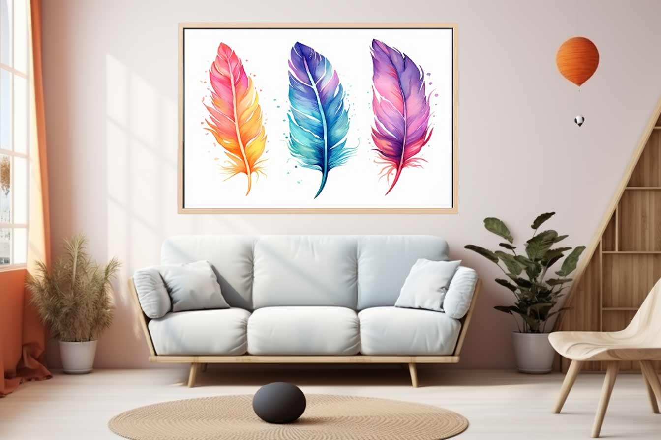 Boho Feathers Art 2 Canvas Art Print-2