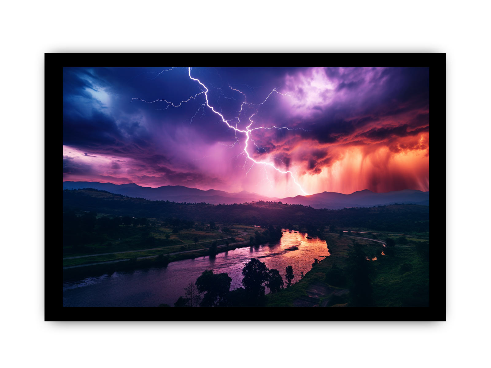 Lightning Over Mountains Canvas Art Print-7