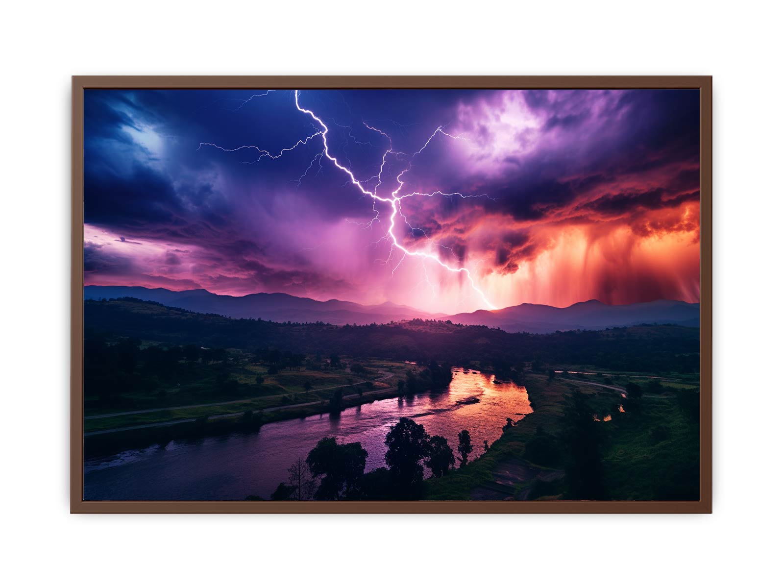 Lightning Over Mountains Canvas Art Print-6