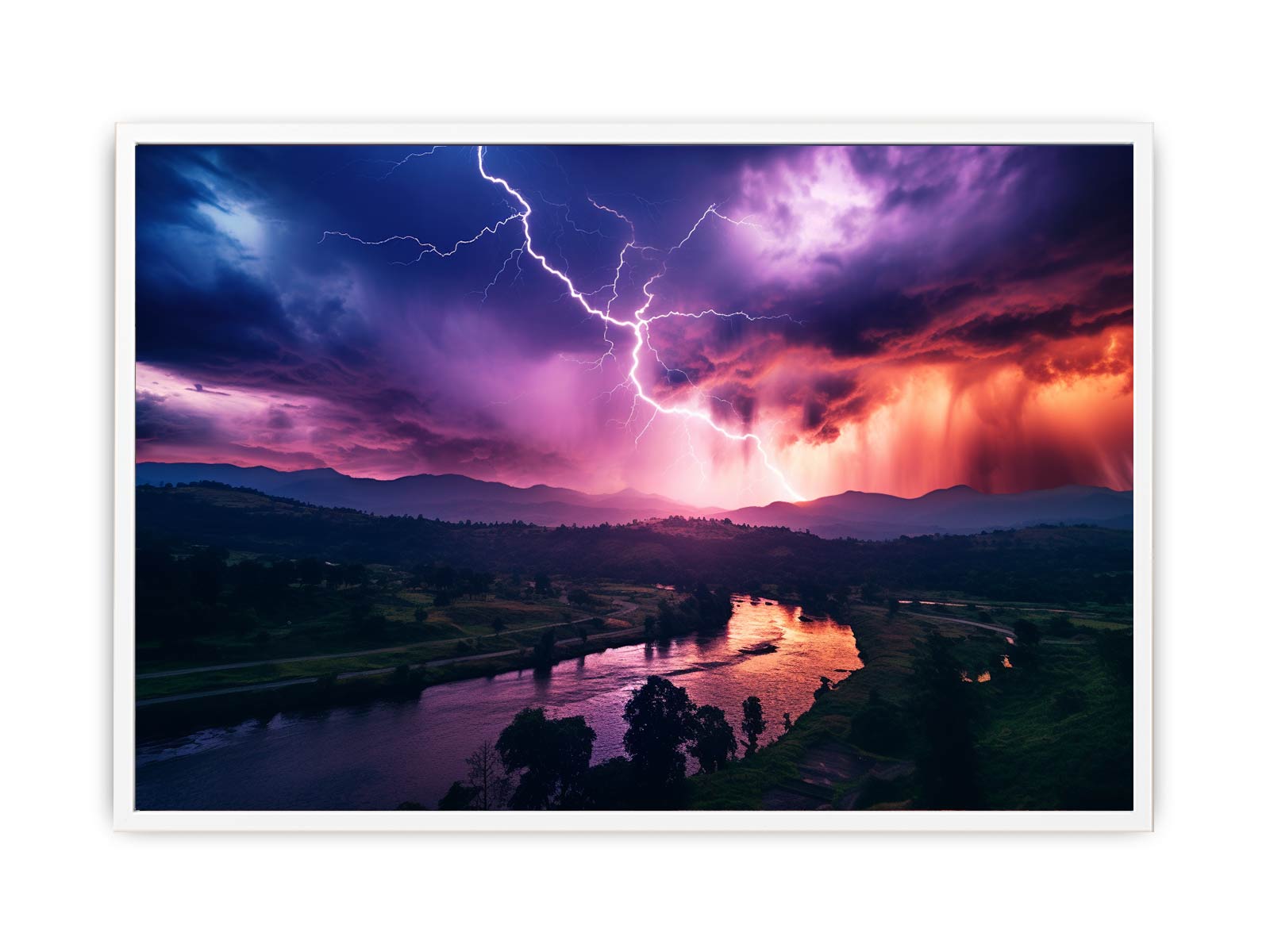 Lightning Over Mountains Canvas Art Print-5
