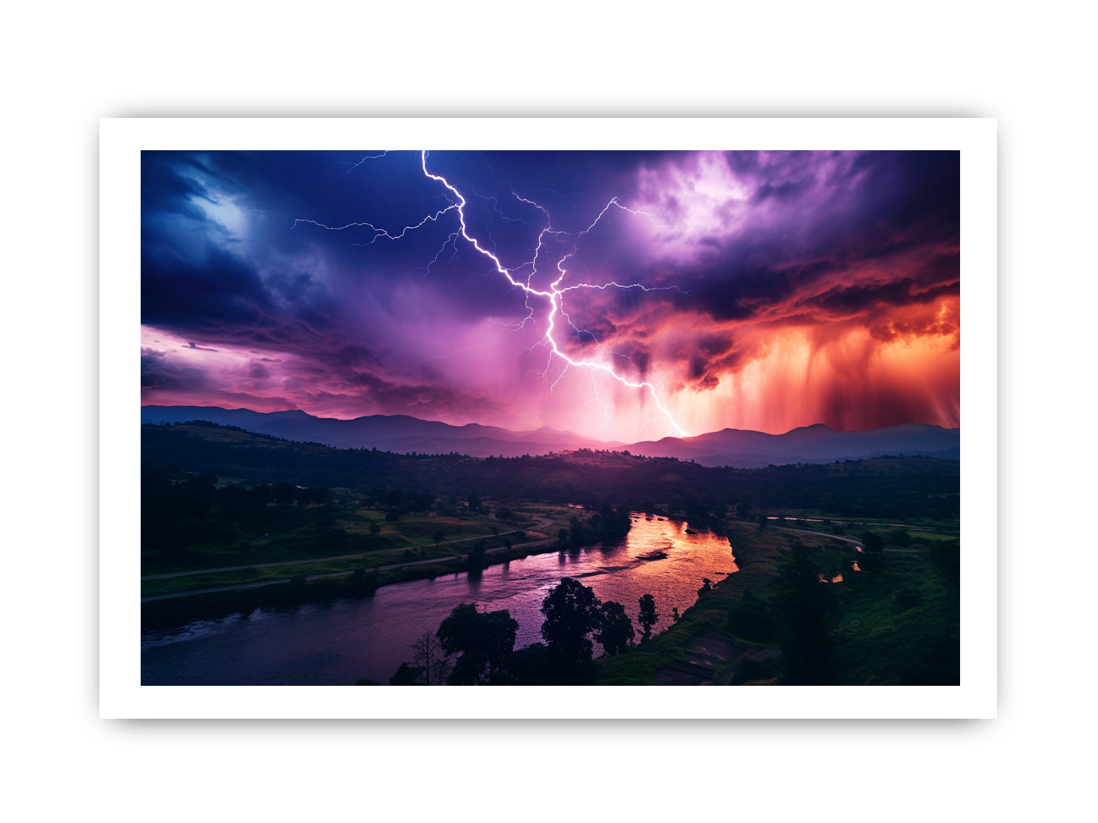 Lightning Over Mountains Canvas Art Print-8