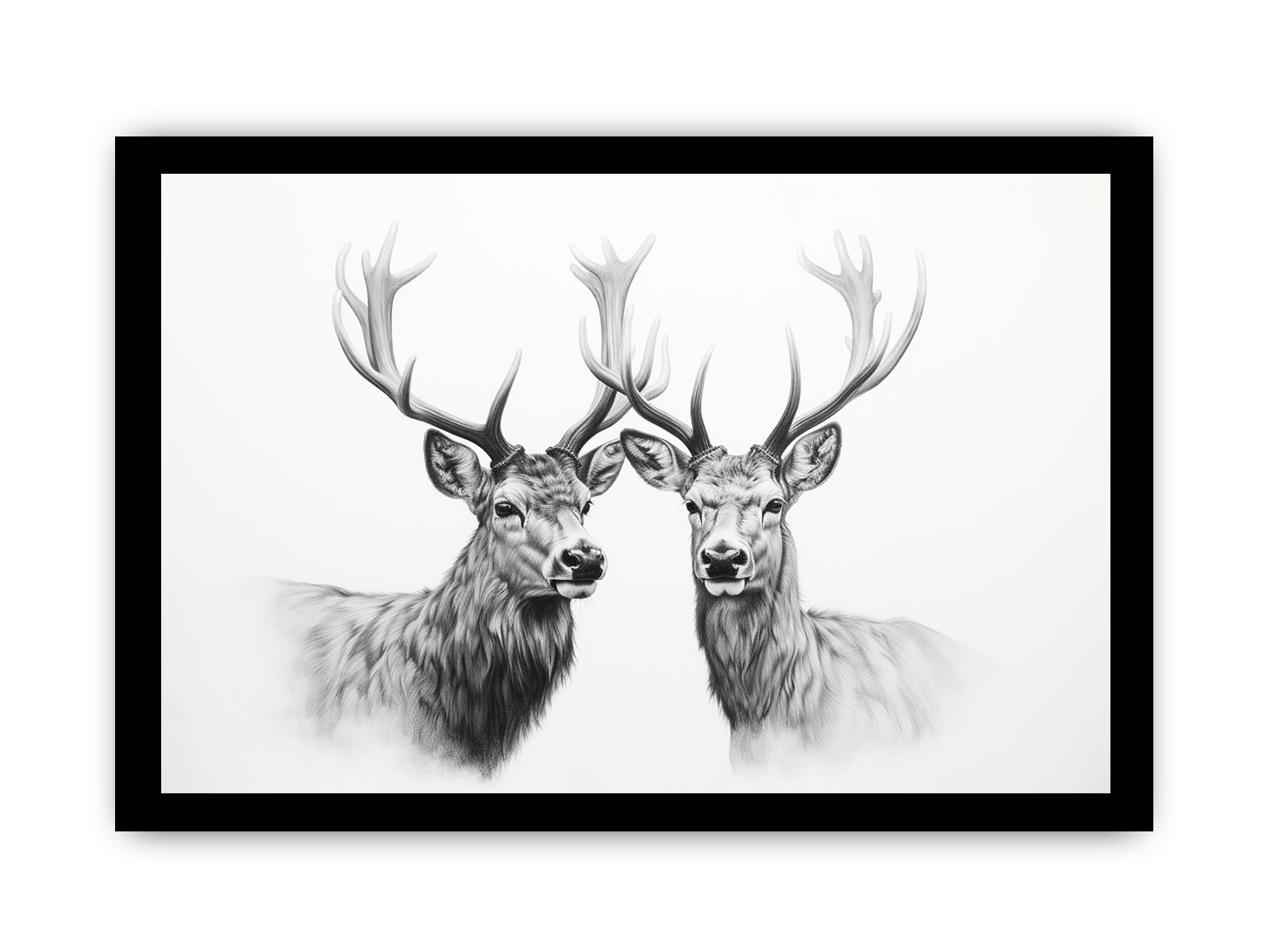 Black And White Deer Canvas Art Print-7